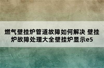 燃气壁挂炉管道故障如何解决 壁挂炉故障处理大全壁挂炉显示e5